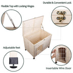 Friday discount Pet Dog House Indoor 3 Steps Assembly Natural Wooden Cabin Kennel Cat Puppy Room with Openable Top &amp; Removable Bottom, Adjustable Foot and Wire Door