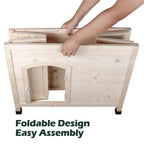 Friday discount Pet Dog House Indoor 3 Steps Assembly Natural Wooden Cabin Kennel Cat Puppy Room with Openable Top &amp; Removable Bottom, Adjustable Foot and Wire Door