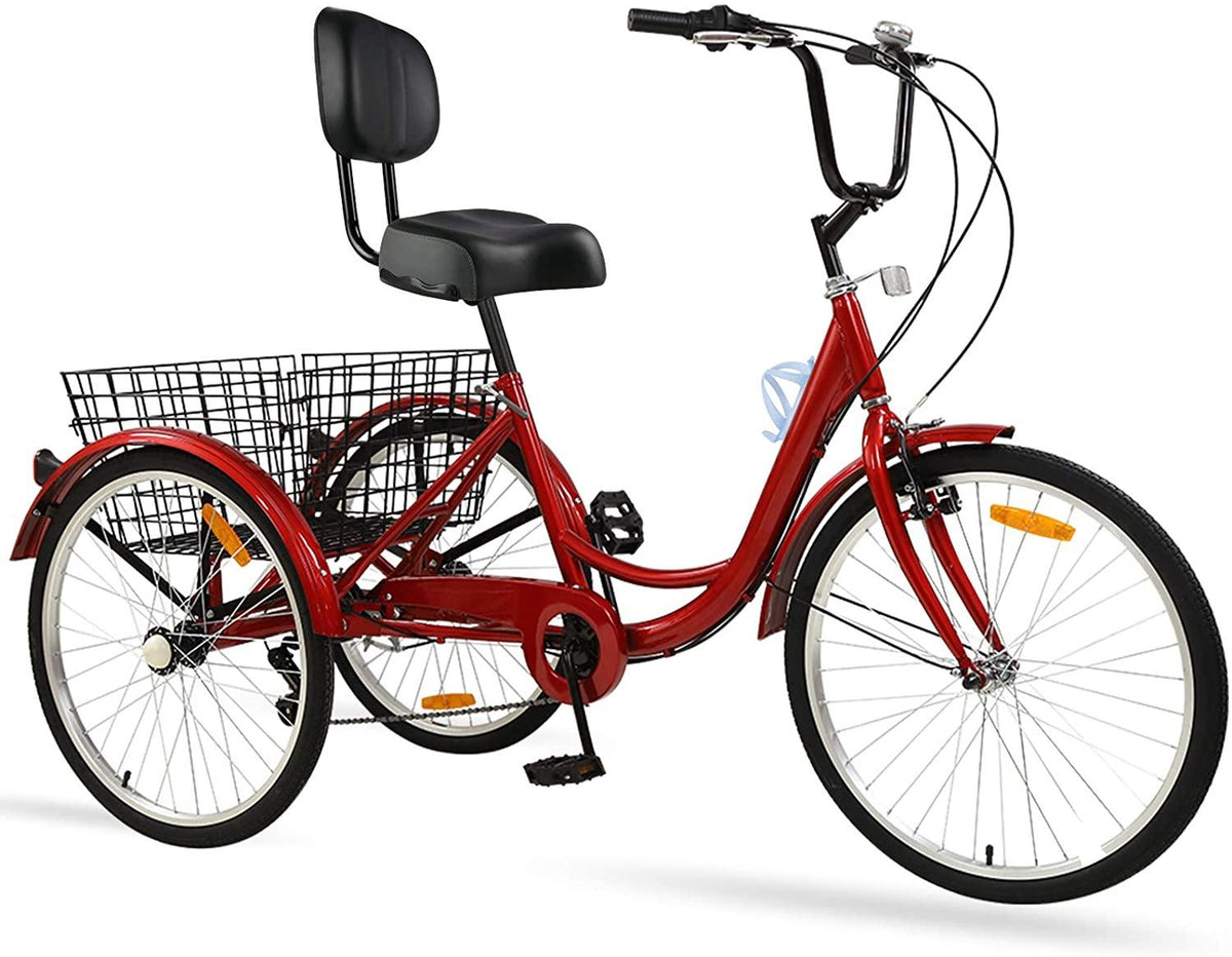 Sibosen Adult Tricycles, 20/24/26 inch Three Wheel Bikes, 3 Wheel Complete Cruiser Trike Bicycle for Women, Men, Seniors