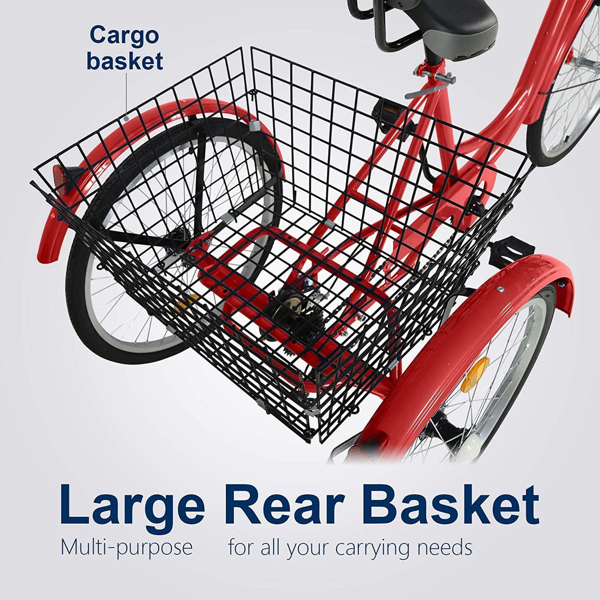 Sibosen Adult Tricycles, 20/24/26 inch Three Wheel Bikes, 3 Wheel Complete Cruiser Trike Bicycle for Women, Men, Seniors