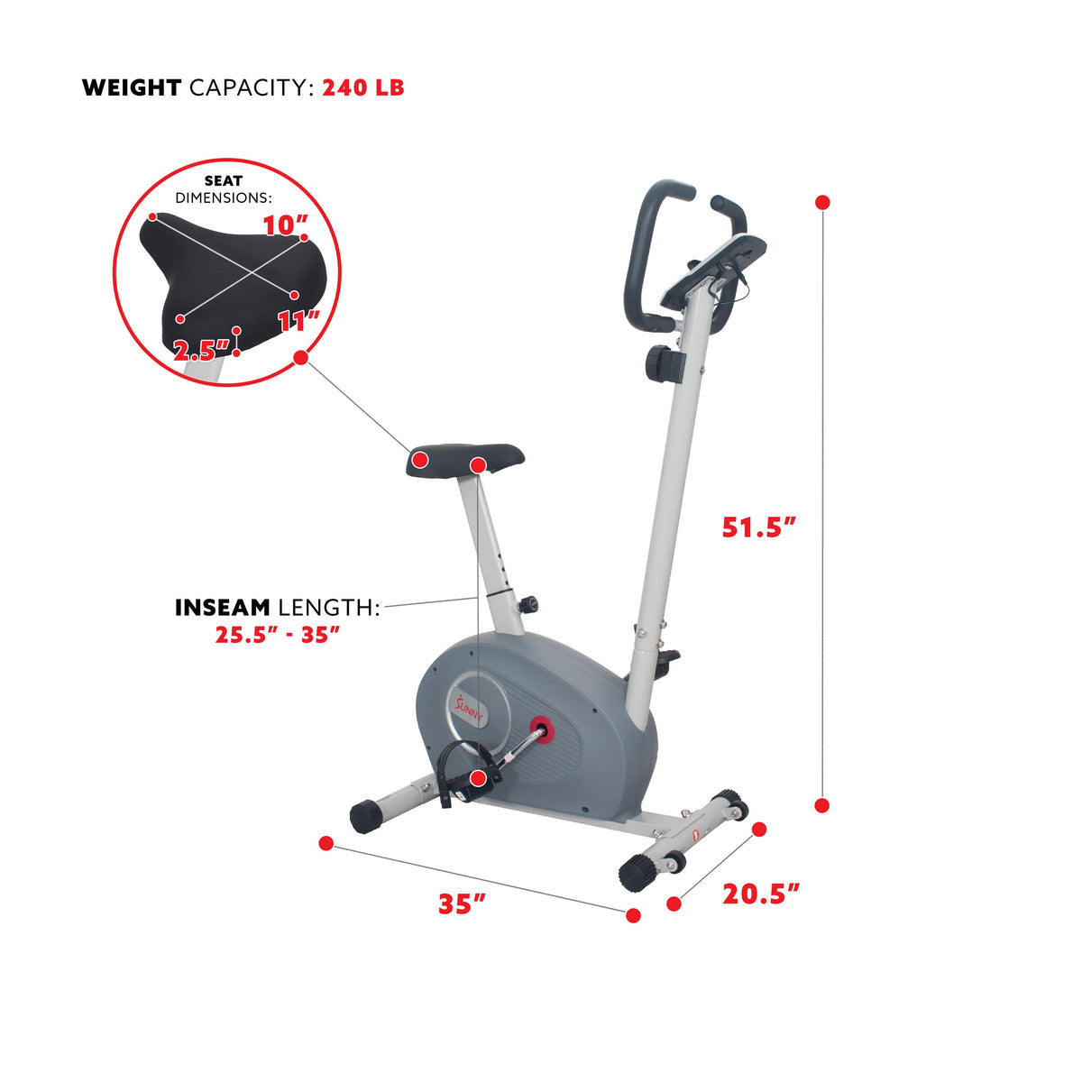 Sunny Health &amp; Fitness Magnetic Resistance Upright Bike - SF-B2906