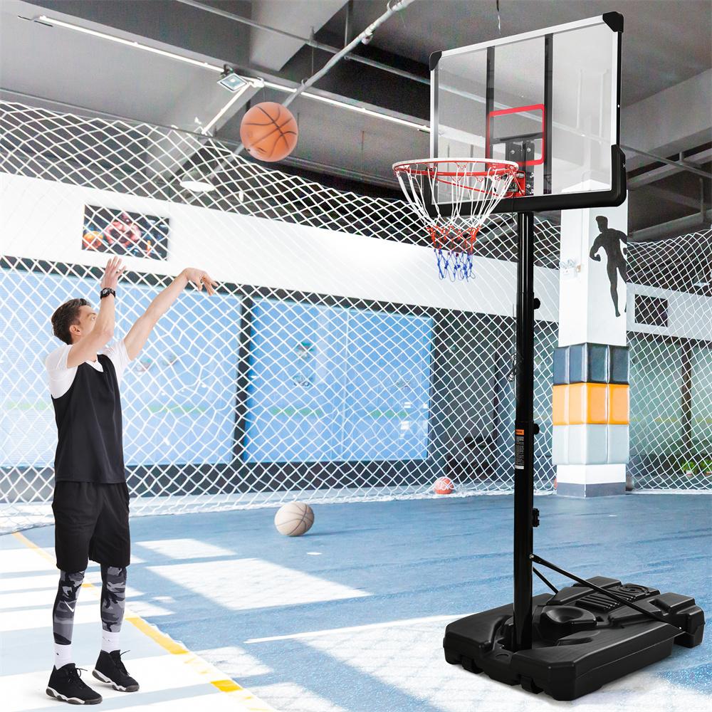 Vingtank In-Ground Basketball Hoop, Adjustable Height Tempered Glass Backboard and Colorful lights, Waterproof,Super Bright to Play at Night Outdoors