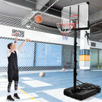 Vingtank In-Ground Basketball Hoop, Adjustable Height Tempered Glass Backboard and Colorful lights, Waterproof,Super Bright to Play at Night Outdoors