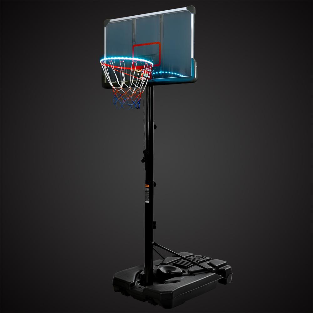 Vingtank In-Ground Basketball Hoop, Adjustable Height Tempered Glass Backboard and Colorful lights, Waterproof,Super Bright to Play at Night Outdoors