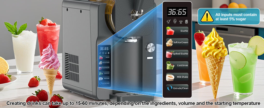 Ice Cream Maker, Slushie Machine for Home, Slushy Machine 70 oz Margarita Machine with 6 Preset Programs for Ice Cream, Milkshake, Cocktail, Frappés, 9-level Adjustable Thickness, Gray