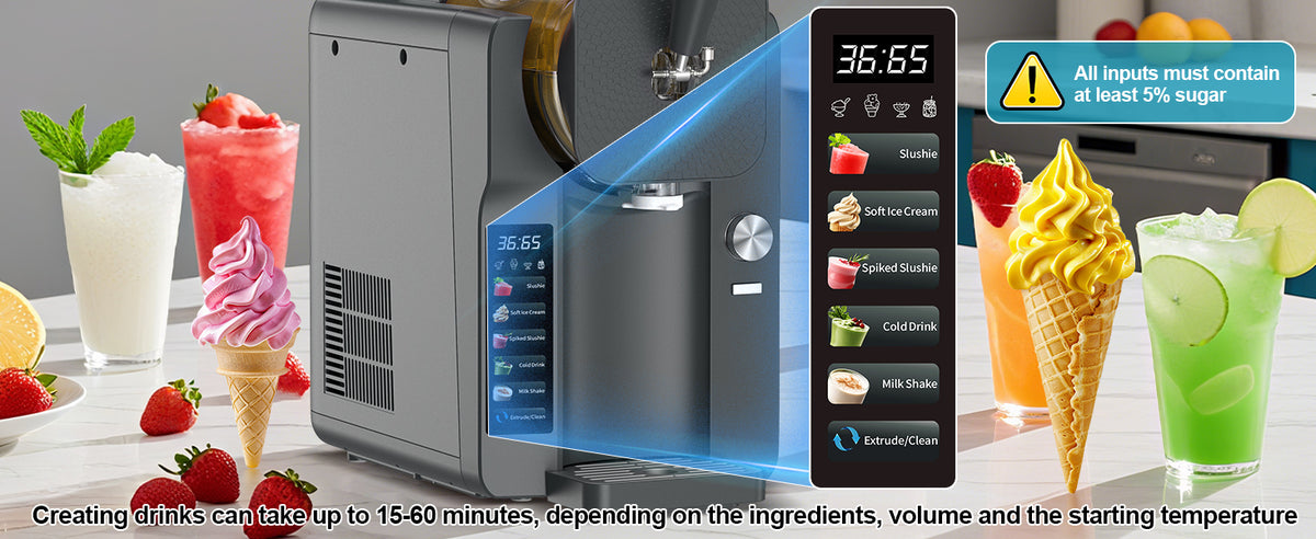 Ice Cream Maker, Slushie Machine for Home, Slushy Machine 70 oz Margarita Machine with 6 Preset Programs for Ice Cream, Milkshake, Cocktail, Frappés, 9-level Adjustable Thickness, Gray