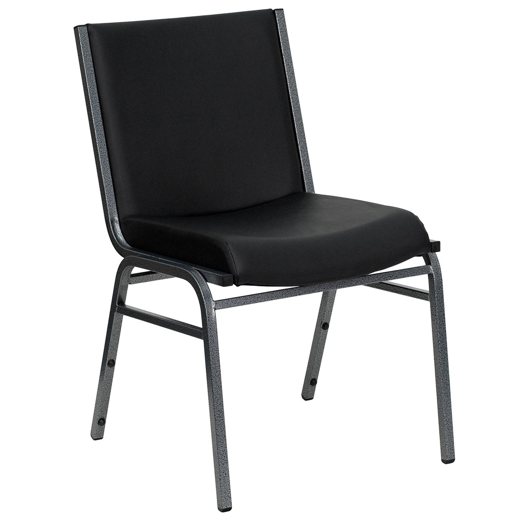 Gracie Mills Heavy Duty Black Vinyl Stack Chair - XU-60153-BK-VYL-GG