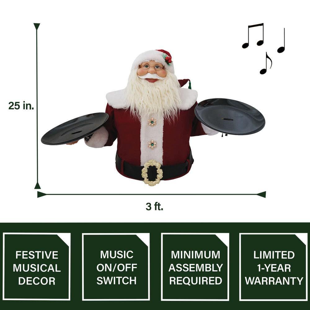 25 in. Musical Christmas Santa Claus with 2 Serving Plates