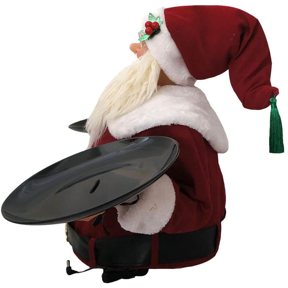 25 in. Musical Christmas Santa Claus with 2 Serving Plates