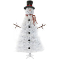 Fraser Hill Farm 7.5-Ft White Snowman Christmas Tree with Clear LED Lights