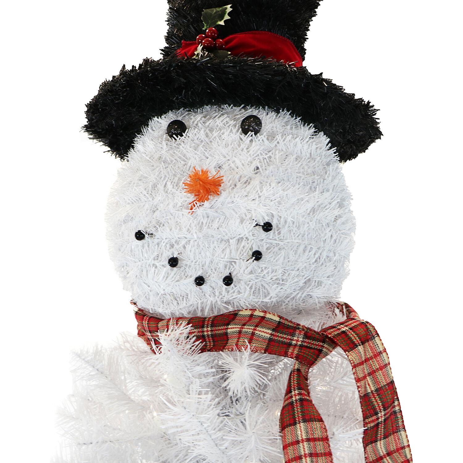 Fraser Hill Farm 7.5-Ft White Snowman Christmas Tree with Clear LED Lights