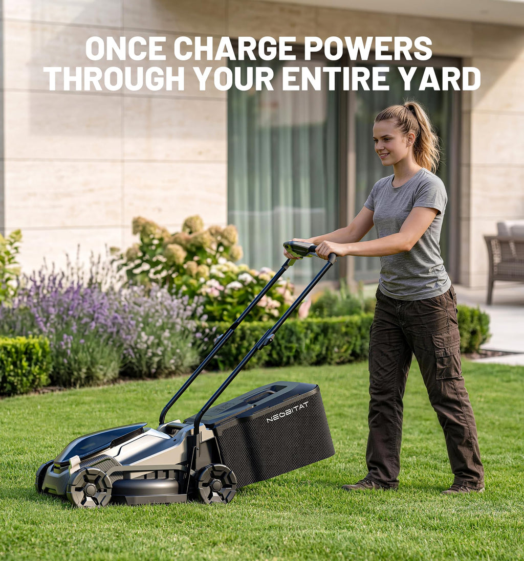 20V 14" Electric Lawn Mower, Brushless Cordless Lawn Mower with 2-in-1 Mulching &amp; Bagging, 5.0Ah Battery Lightweight Push Mower with 5-Position Height Adjustment for Small Yards