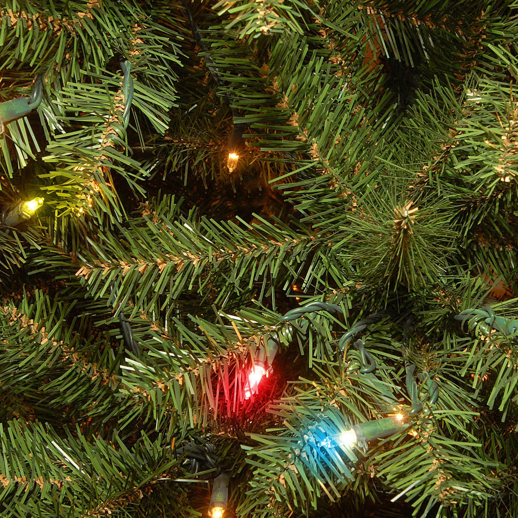 National Tree Company Pre-Lit Artificial Slim Christmas Tree, Green, Aspen Spruce, Multicolor Lights, Includes Stand, 6 Feet