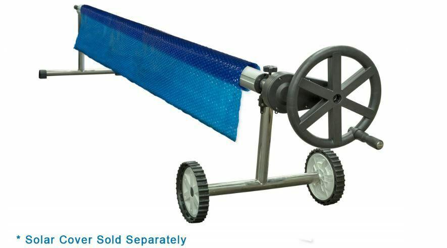 sun2solar 25' wide easy gear stainless steel swimming pool solar reel