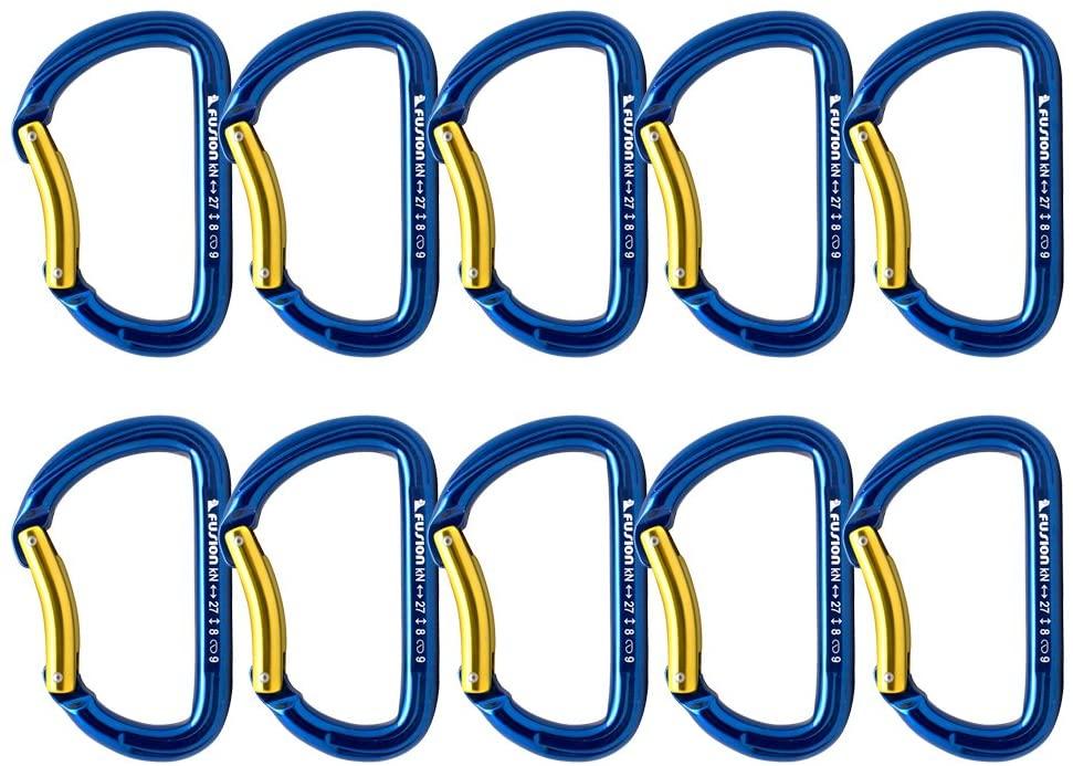 Fusion Climb Aluminum Spiridon Bent Gate Modified D-shaped Carabiner 10-Pack