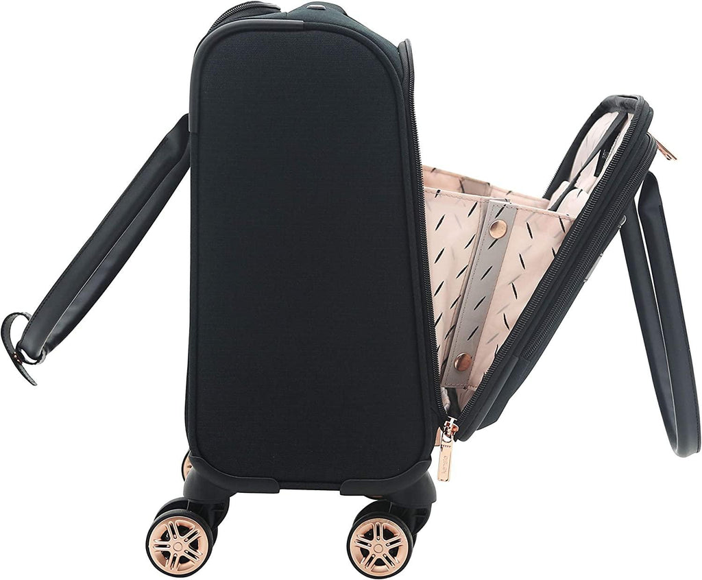 Women's Hudson Softside 3-Piece Spinner Luggage Set, Black with Rose Gold, (16/20/28)