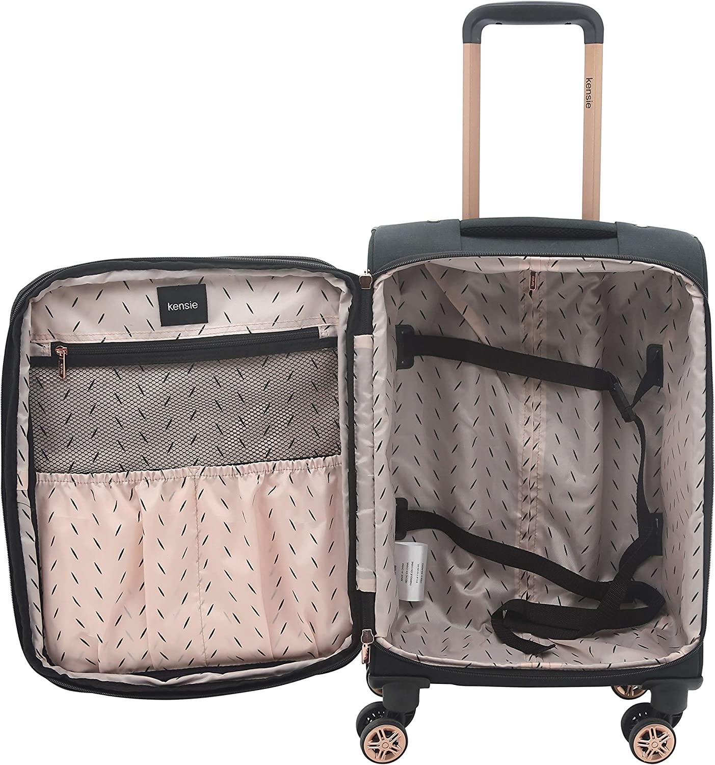 Women's Hudson Softside 3-Piece Spinner Luggage Set, Black with Rose Gold, (16/20/28)