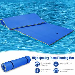 Costway 3-Layer Floating Water Pad 12' x 6' Floating Oasis Foam Mat Blue