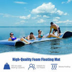 Costway 3-Layer Floating Water Pad 12' x 6' Floating Oasis Foam Mat Blue