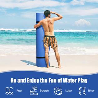 Costway 3-Layer Floating Water Pad 12' x 6' Floating Oasis Foam Mat Blue