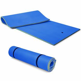 Costway 3-Layer Floating Water Pad 12' x 6' Floating Oasis Foam Mat Blue