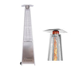 moobody Outdoor Patio Pyramid Propane Space ,Portable ,W/Wheels,Stainless Steel Color