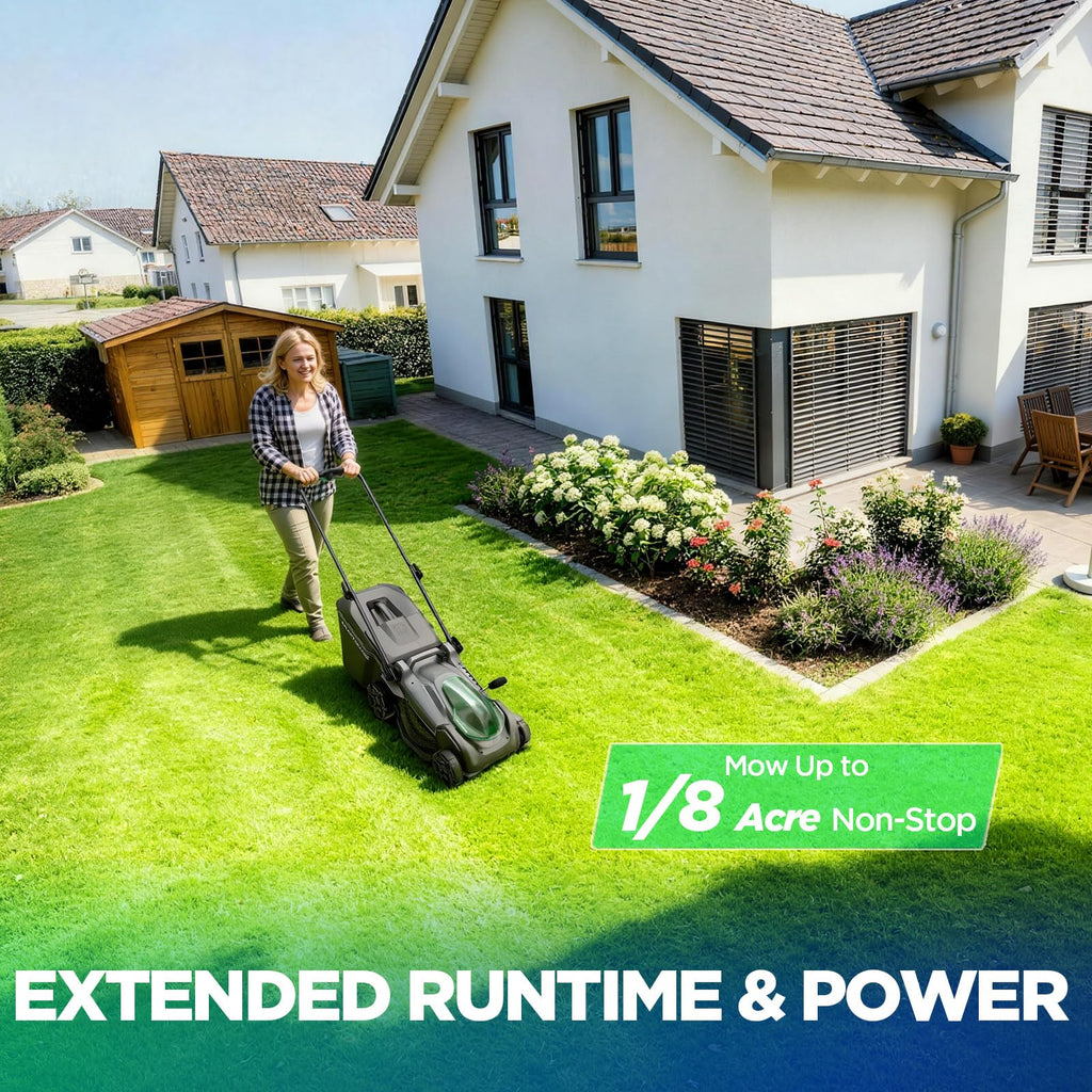 16" Electric Lawn Mower, 40V Cordless Lawn Mower with 2x5.0Ah Batteries &amp; Charger, Brushless Motor, 2-in-1 Mulching &amp; Bagging, 6-Position Height Adjustment, for Small to Medium Yards