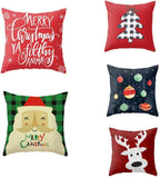 ALLDECOR Creative Christmas Tree Santa Claus Elk Printed Cushion Cover Home Decoration Sofa Pillow Case (Set of 5,4545cm)