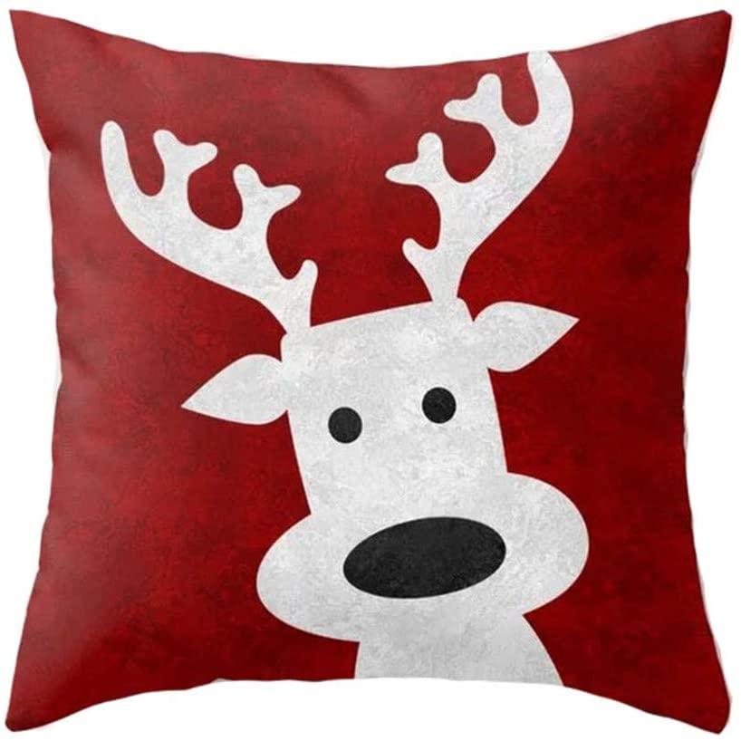 ALLDECOR Creative Christmas Tree Santa Claus Elk Printed Cushion Cover Home Decoration Sofa Pillow Case (Set of 5,4545cm)