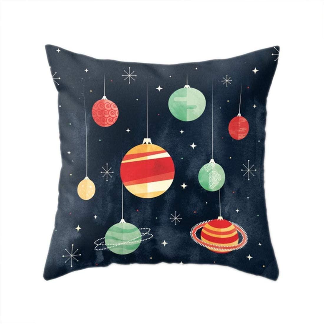 ALLDECOR Creative Christmas Tree Santa Claus Elk Printed Cushion Cover Home Decoration Sofa Pillow Case (Set of 5,4545cm)