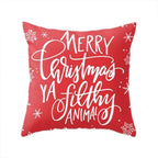Christmas Pillowcase 18 x 18 inch 4 Piece Set Winter Decoration Buffalo Plaid Cotton Linen Printed Christmas hat elk Sofa Decorative Pillowcase