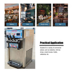 3 Flavor Soft Ice Cream Machine Commercial Soft Serve Ice Cream Maker Sorbet Frozen Yogurt Gelato LED Display Desktop Type 1200W 110V