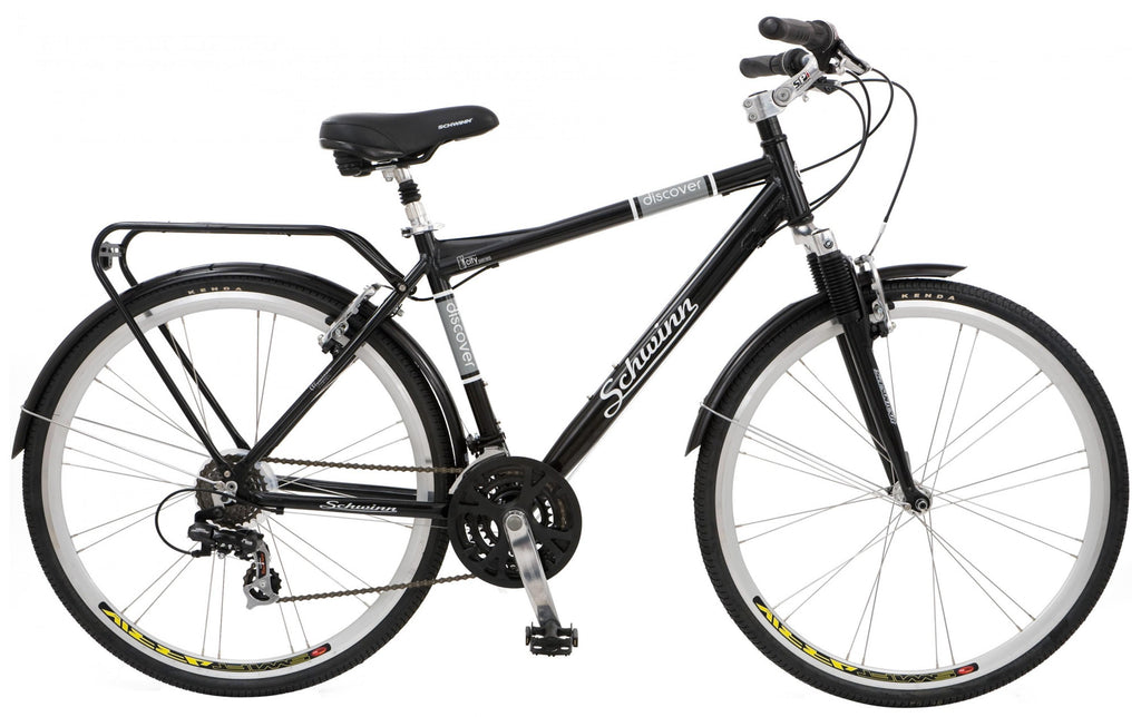 Schwinn Discover 700c Hybrid Bicycle with Full Fenders and Rear Cargo Rack