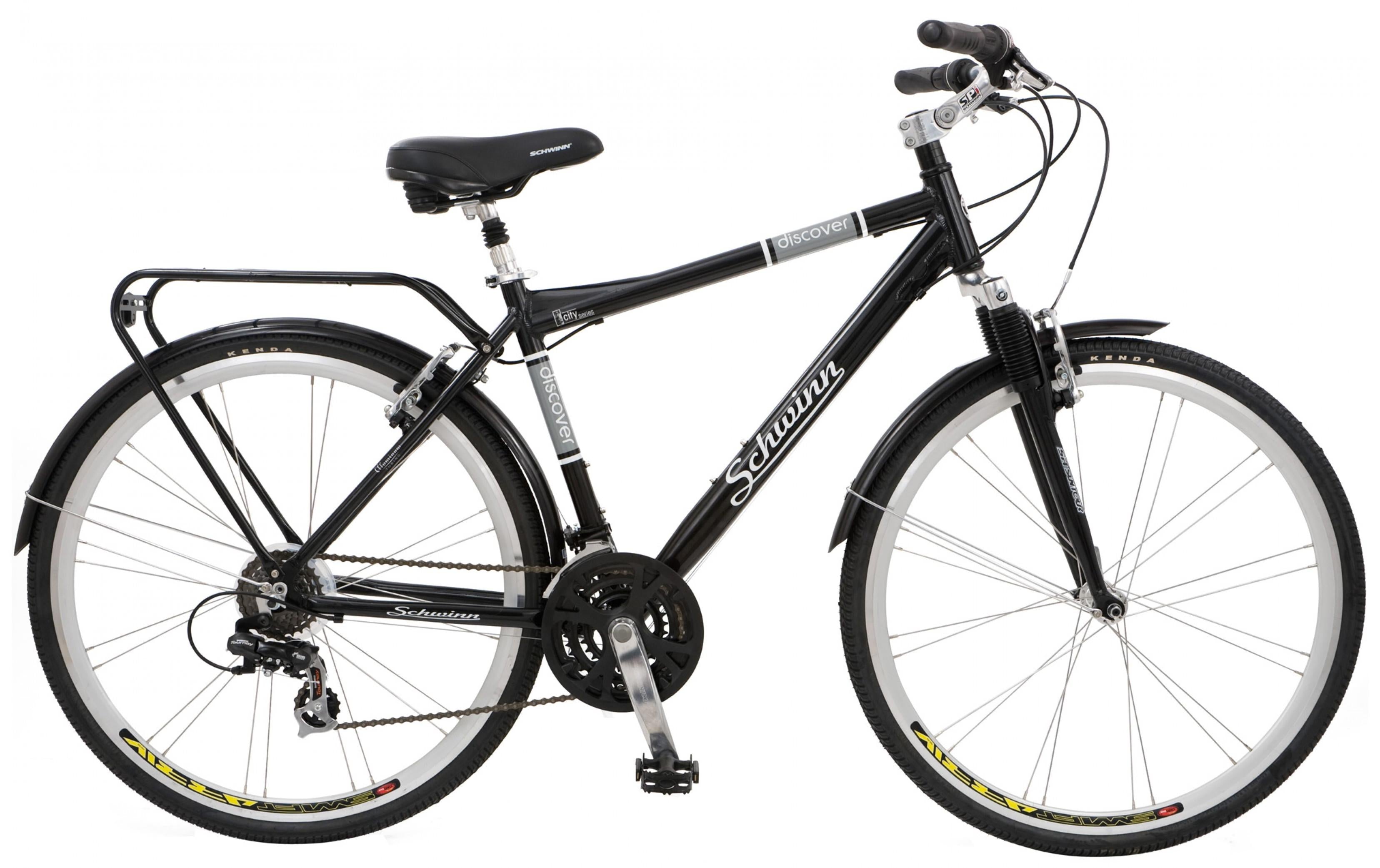 Schwinn Discover 700c Hybrid Bicycle with Full Fenders and Rear Cargo Rack