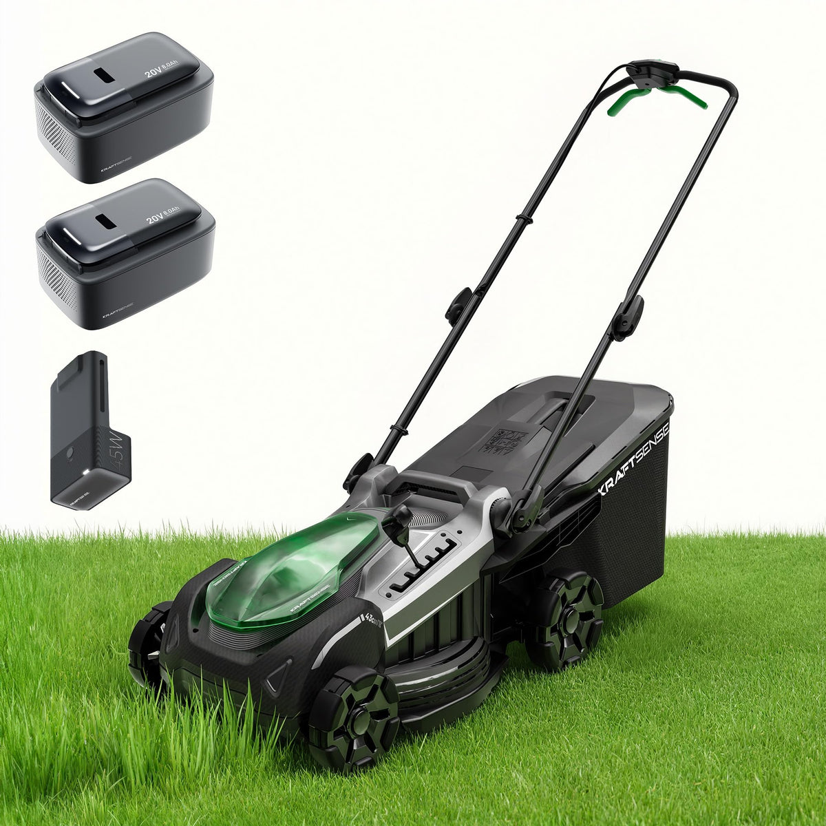 18" Electric Lawn Mower, 40V Self-Propelled Cordless Lawn Mower with 2x5.0Ah Batteries &amp; Charger, Brushless Motor, 2-in-1 Mulching &amp; Bagging, 6-Position Height Adjustment, for Small to Medium Yards