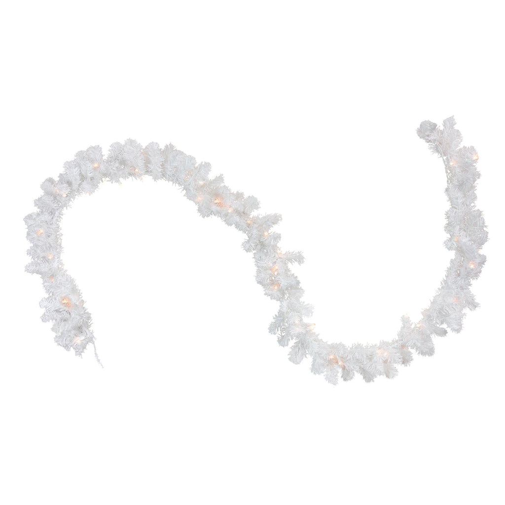 50' x 10" Pre-Lit Commercial Length Snow White Christmas Garland - Clear Lights