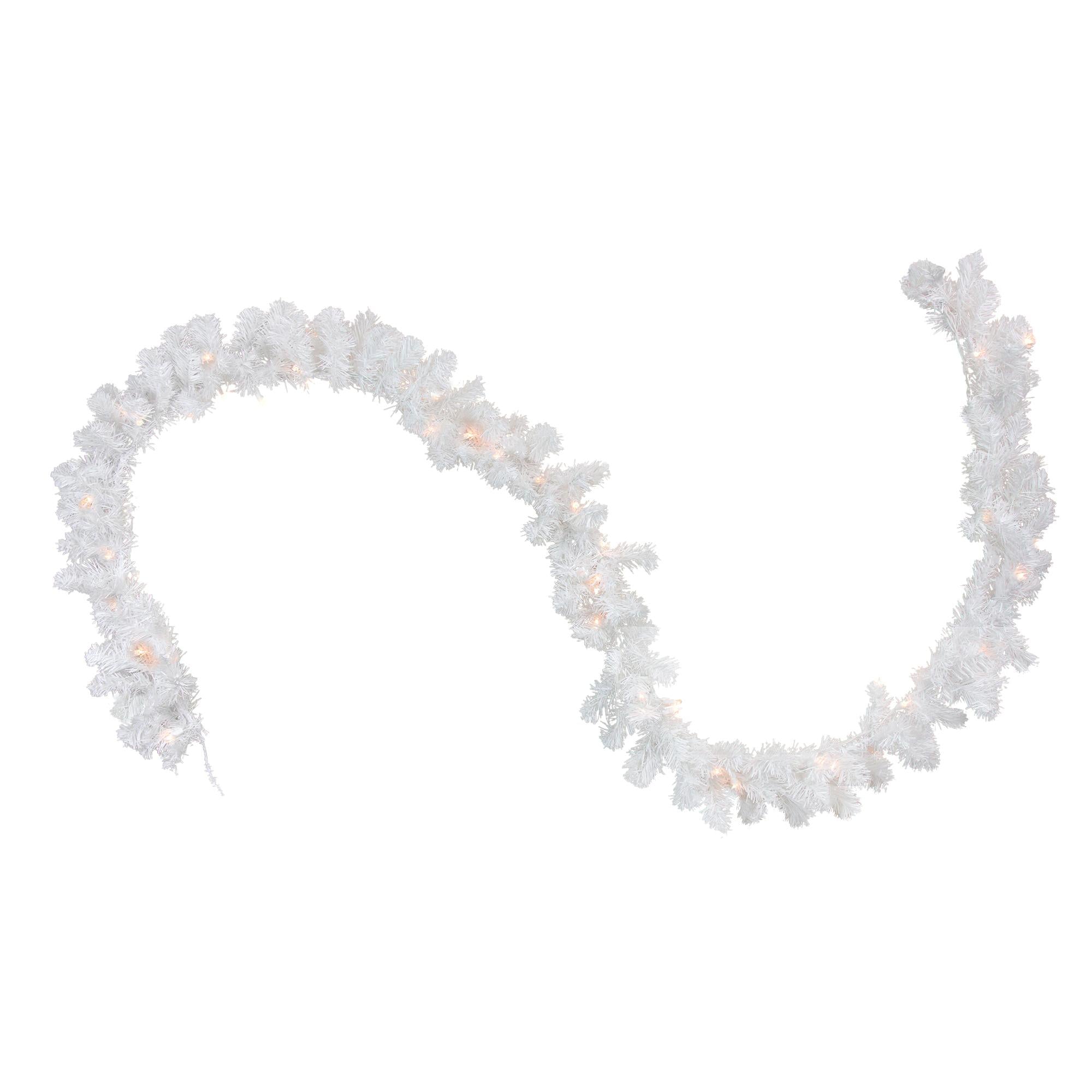 50' x 10" Pre-Lit Commercial Length Snow White Christmas Garland - Clear Lights