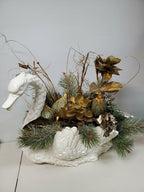 Swan Christmas  Floral Arrangement Italian Made Home Decor Seasonal Holiday