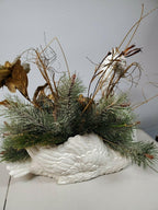 Swan Christmas  Floral Arrangement Italian Made Home Decor Seasonal Holiday