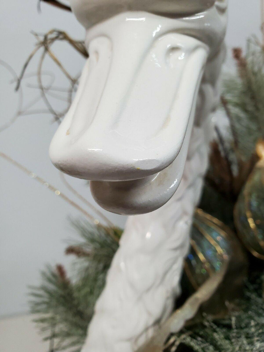 Swan Christmas  Floral Arrangement Italian Made Home Decor Seasonal Holiday