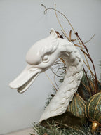 Swan Christmas  Floral Arrangement Italian Made Home Decor Seasonal Holiday