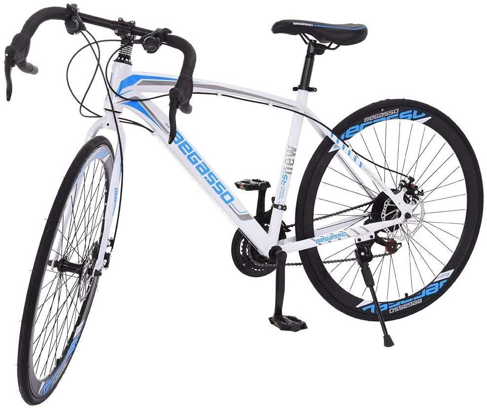 Aluminum Road Bike,700C Racing Bicycle with 21 Speed Derailleur System Disc Brakes Bicycles City Commuter Bike, Lightweight Durable Road Bike Mens/Womens Fashionable Bikes