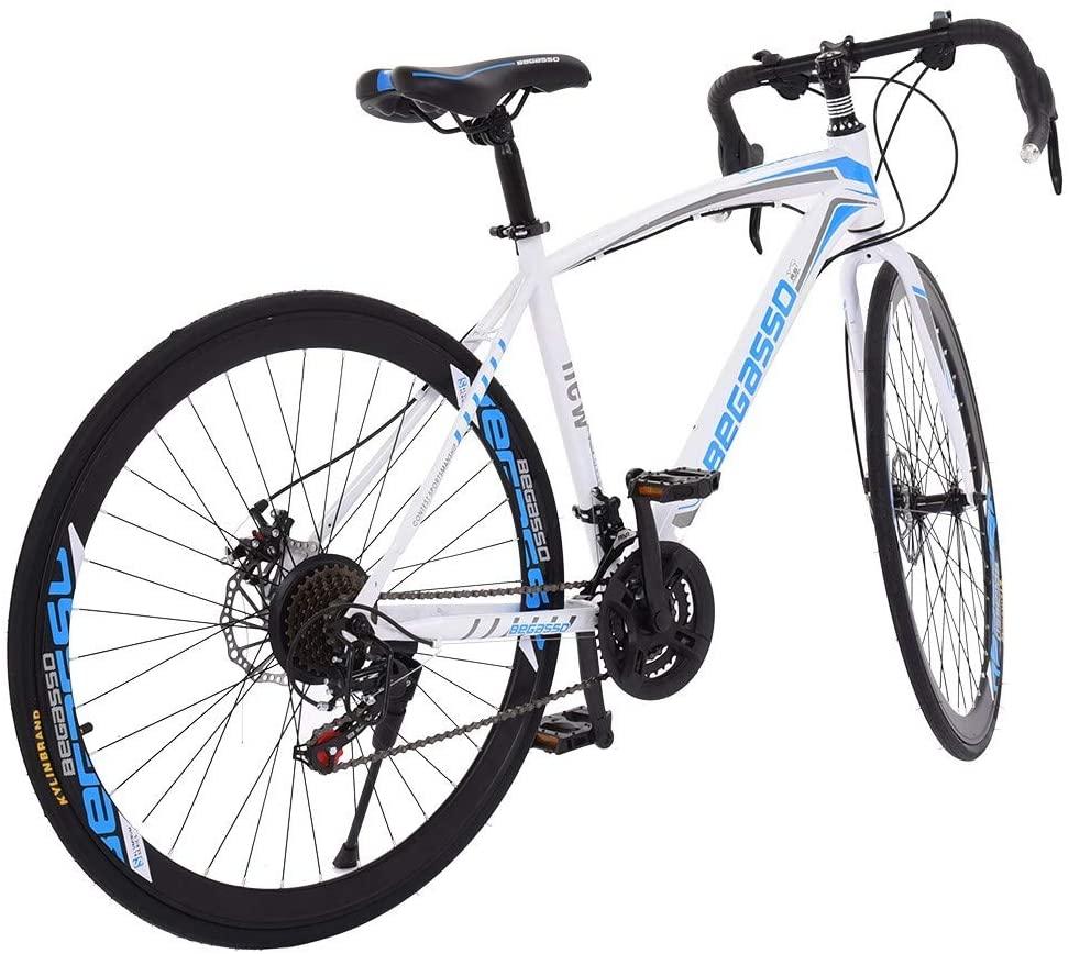 Aluminum Road Bike,700C Racing Bicycle with 21 Speed Derailleur System Disc Brakes Bicycles City Commuter Bike, Lightweight Durable Road Bike Mens/Womens Fashionable Bikes