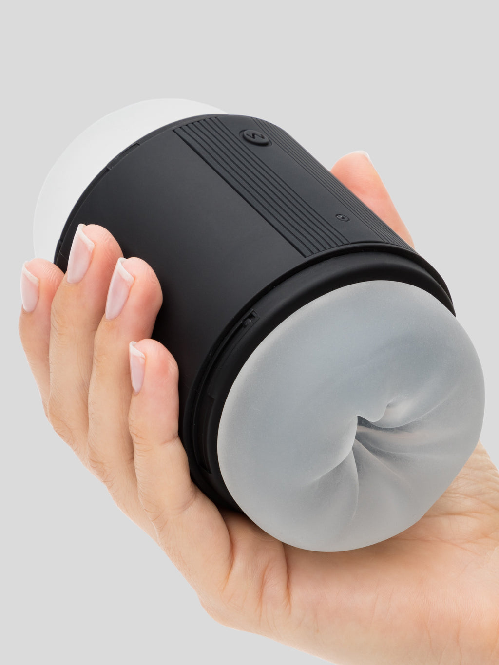 Blowmotion Real-Feel Dual Entrance Textured Vibrating Masturbator, Black