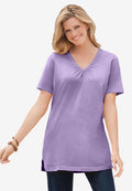 perfect short-sleeve shirred v-neck tunic