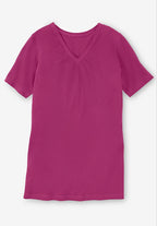 perfect short-sleeve shirred v-neck tunic