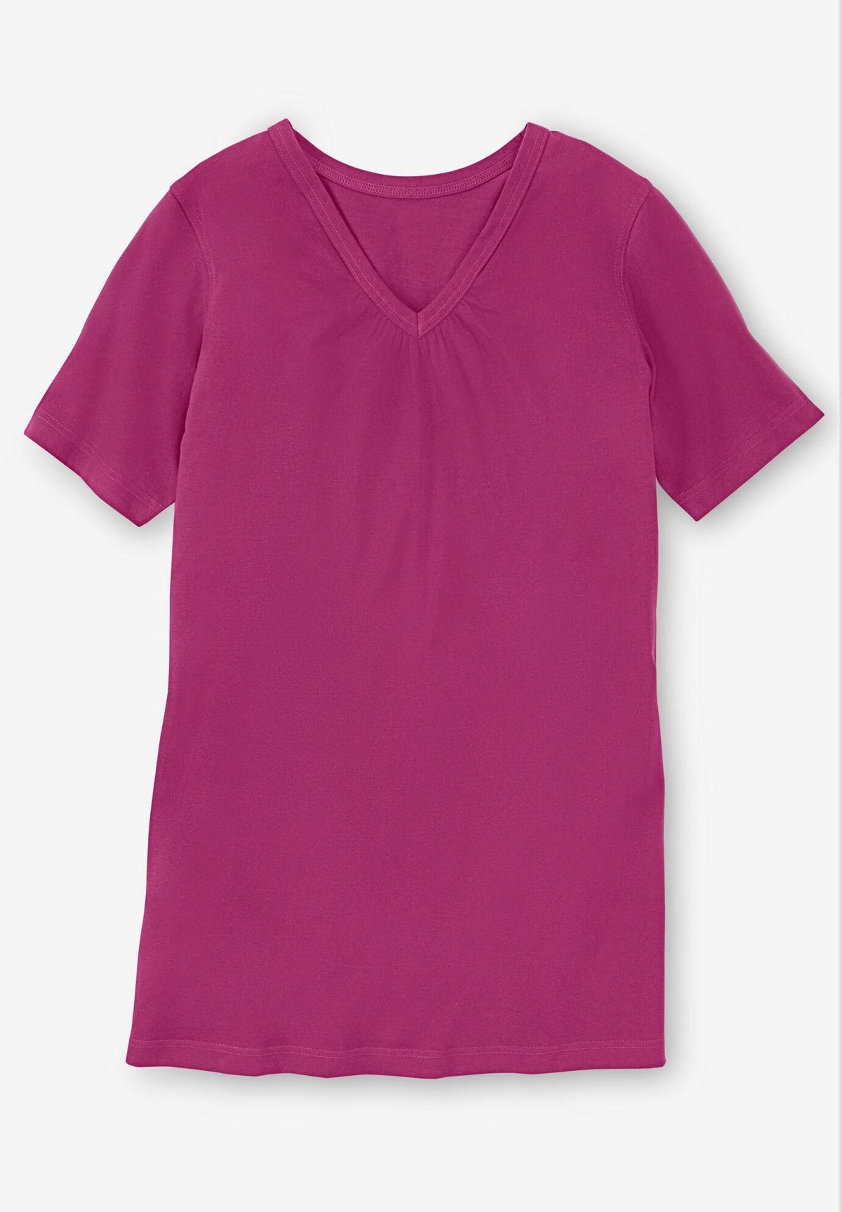 perfect short-sleeve shirred v-neck tunic