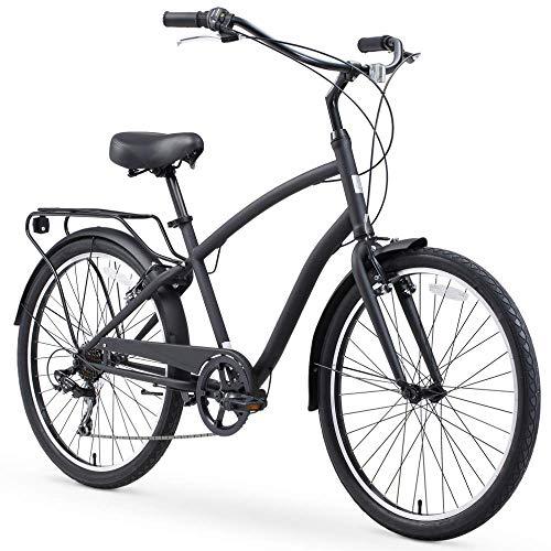 reezero Every journey Steel Men's Hybrid Bike with Rear Rack, 7-Speed, 26 In. Wheels, Matte Black