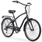 reezero Every journey Steel Men's Hybrid Bike with Rear Rack, 7-Speed, 26 In. Wheels, Matte Black