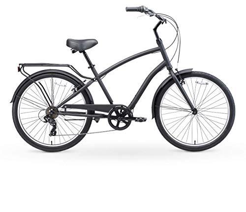 reezero Every journey Steel Men's Hybrid Bike with Rear Rack, 7-Speed, 26 In. Wheels, Matte Black